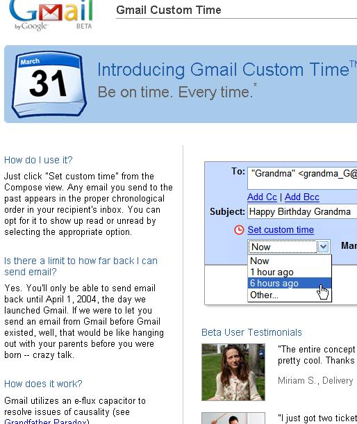 Gmail Custom Time Webpage